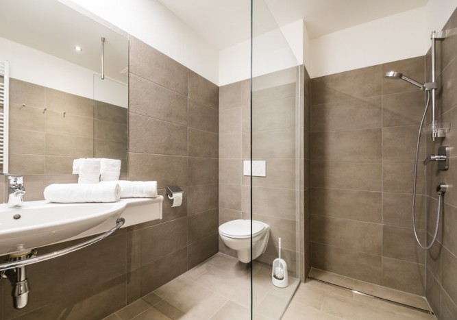 Badezimmer in der Alpine Lodge